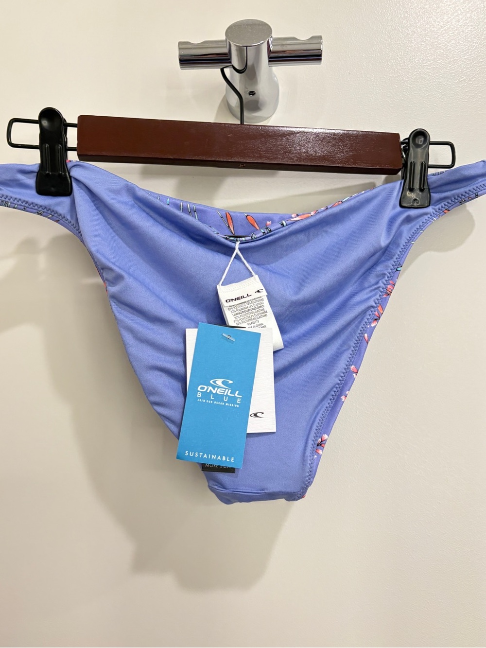 NWT O’Neill Reversible Rockley Bikini Bottom Medium MD Lavender Botanical Floral - Picture 9 of 11